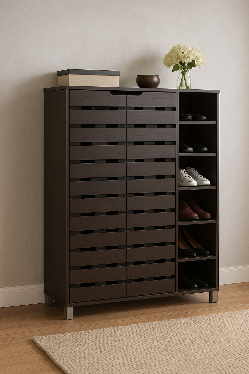 Zeta Shoe Rack – Modern MDF Shoe Cabinet | Premium Footwear Organizer Pakistan