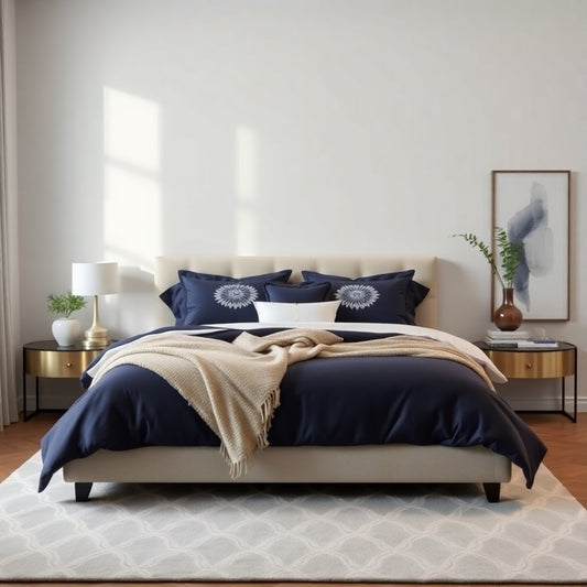 Modern Elegance Bedroom with Navy Accents
